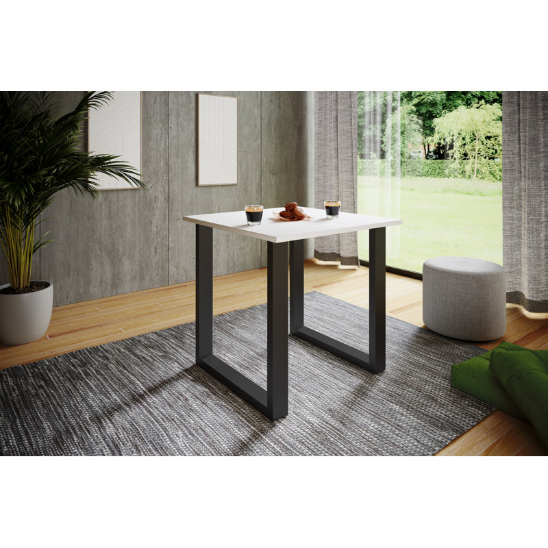 Alexious Metal Base Dining Table, Black, 76cm H x 80cm W x 50cm D, White