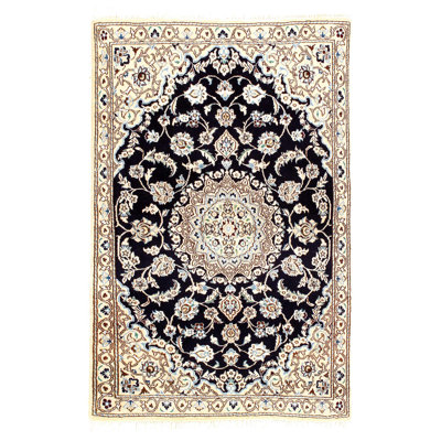 Mirutil Oriental Area Rug in Navy Blue
