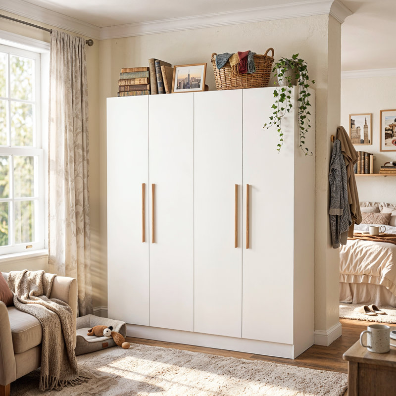 Armoire Aadi, Blanc / Doré