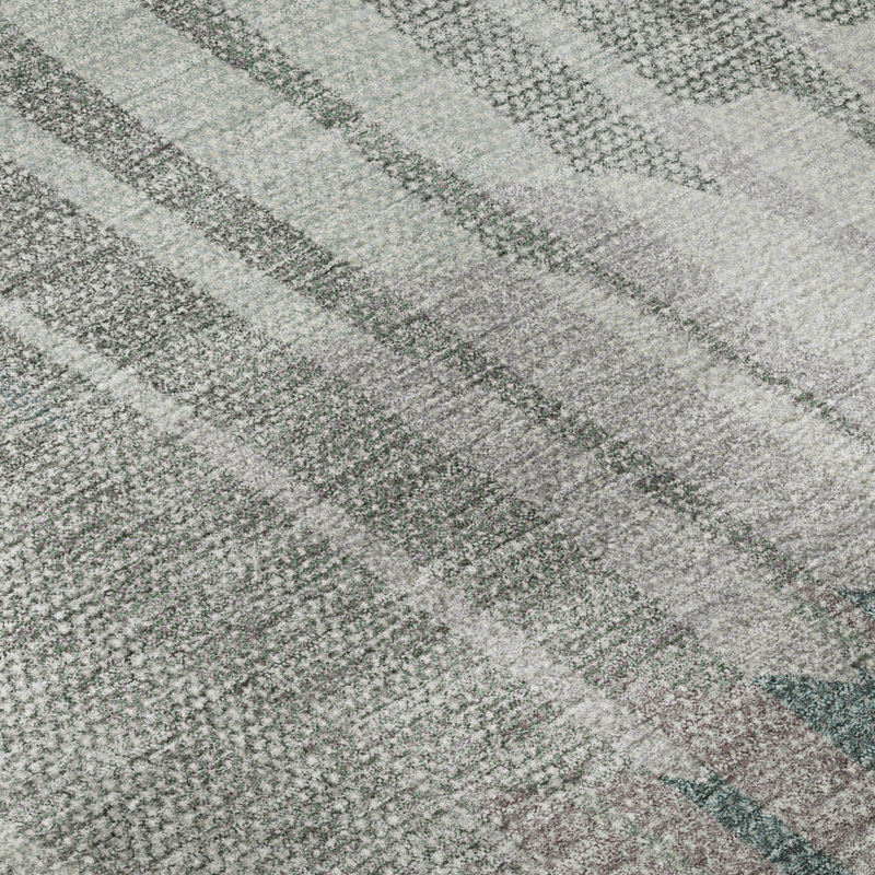 Premium Machine Washable Mayfield AMF2271 Striped Rug, Teal, 9' x 12'