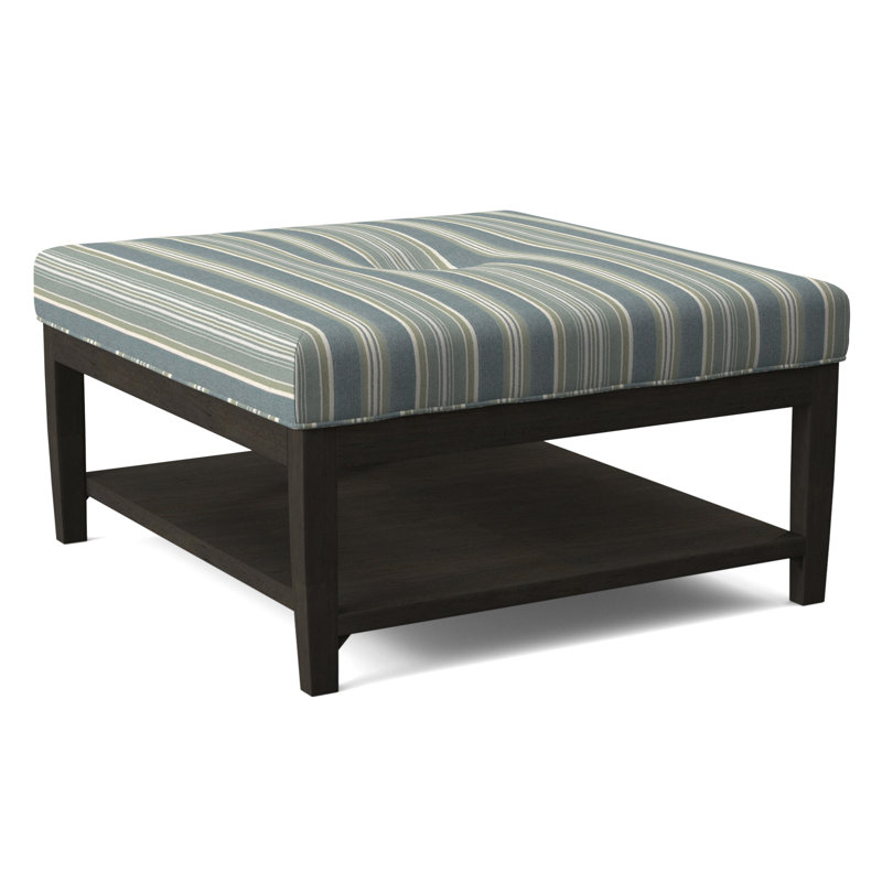 Hammond Square Ottoman, Green and Blue Stripe; 0252-54, Nickel Finish