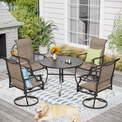 Leonard 4 - Person Patio Dining Set with Round Table