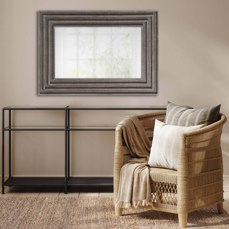1 miroir rectangulaire en bois gris PCS