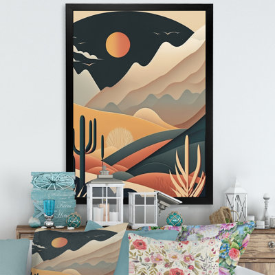 Pleine lune sur les montagnes du désert - montagnes, art mural