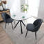 Ensemble de salle à manger moderne 3 pièces - table ronde en faux marbre 31,5 po et 2 chaises rembourrées gris foncé