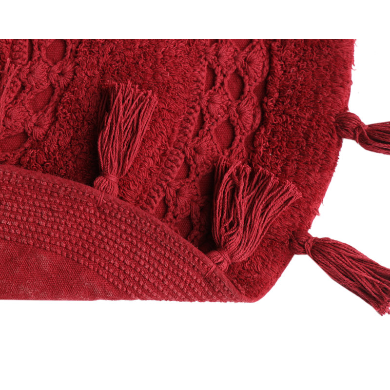 Abinash 100% Cotton Bath Rug, Wine Red