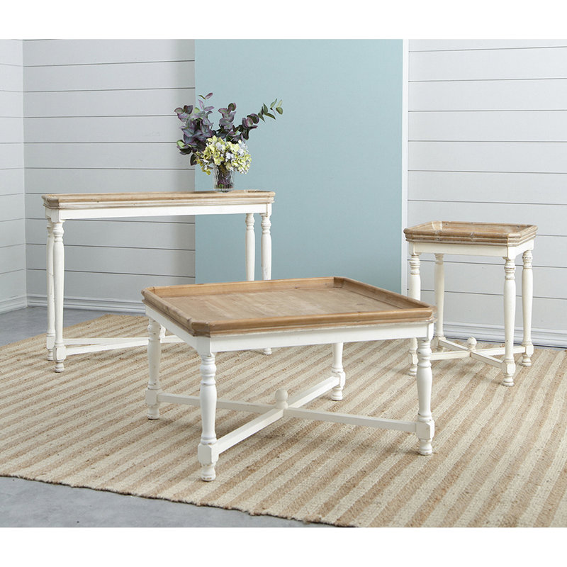 33X33x19" Wood Coffee Table, White Base And Natural Top, Rustic Feel Table: For Any Consequence Of Style