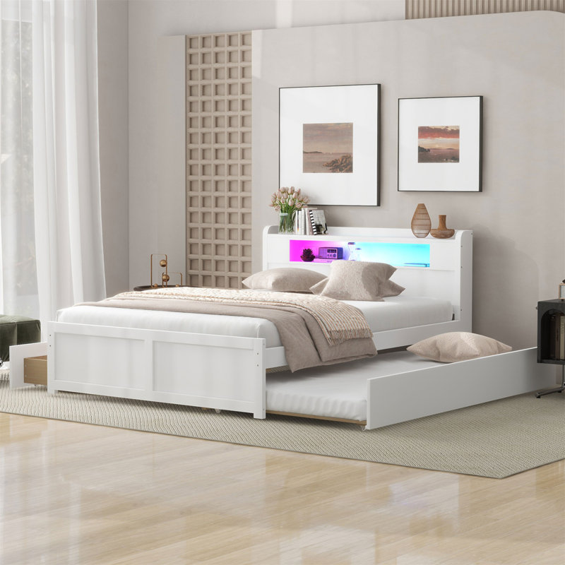 Lit plateforme en bois Casidhe, Blanc