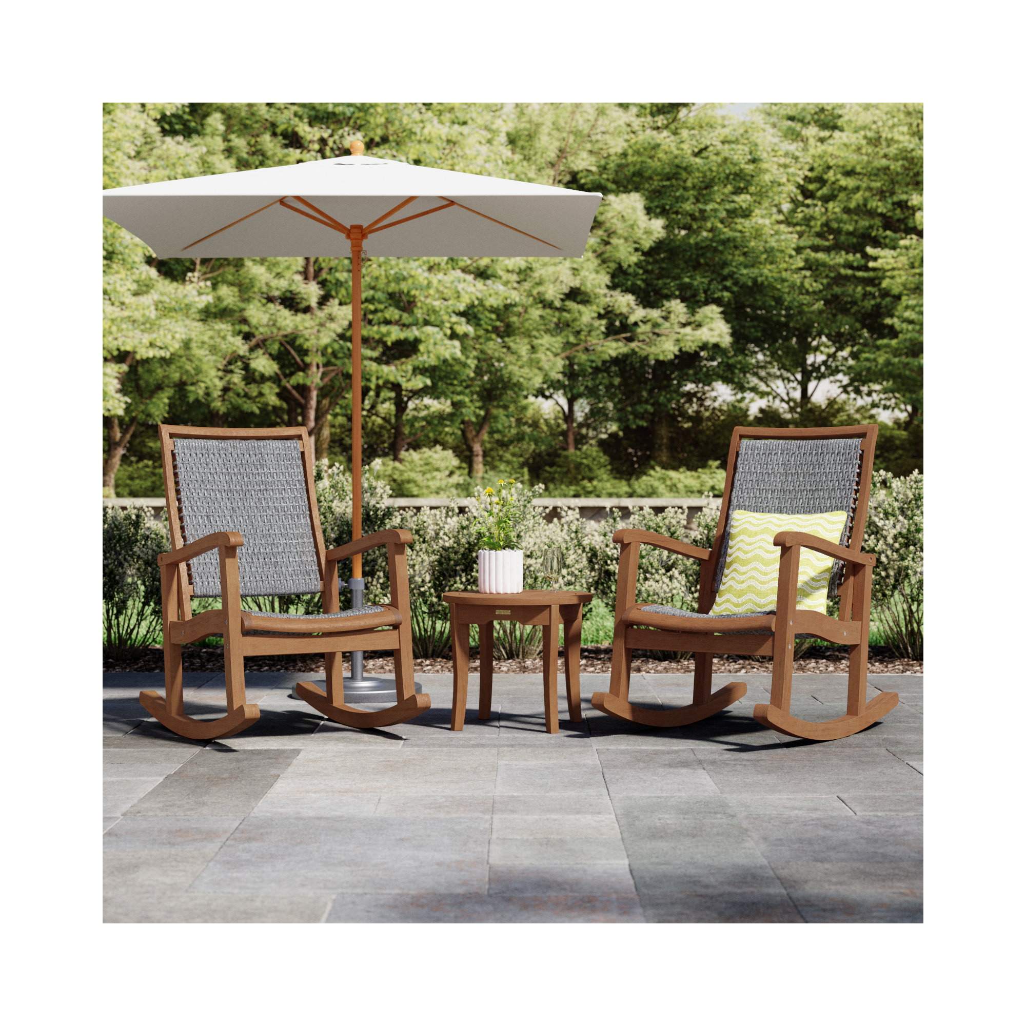 Arnot Solid Wood Rocking Patio Seating Group, Driftwood Gray