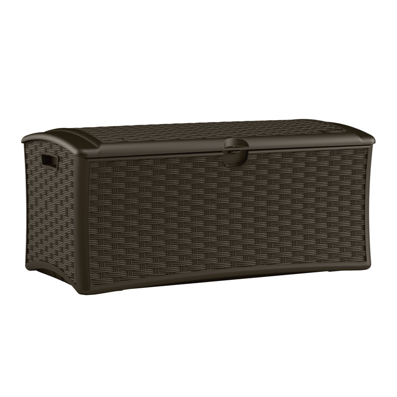 Suncast 47.5 in. W x 23.5 in. D Resin Wicker Deck Box for Outdoor Storage, Made in the USA