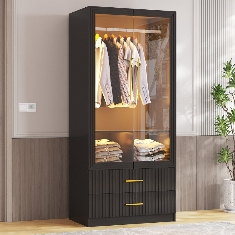 2 Door Wardrobe, Black