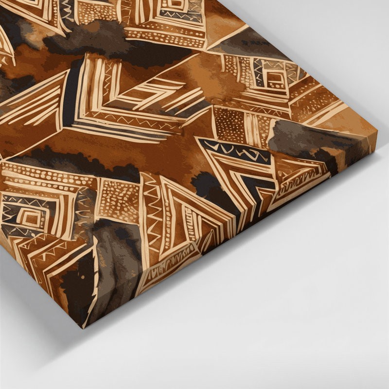Toile hawaïenne tapa brune, art mural, H 12 po x l 12 po