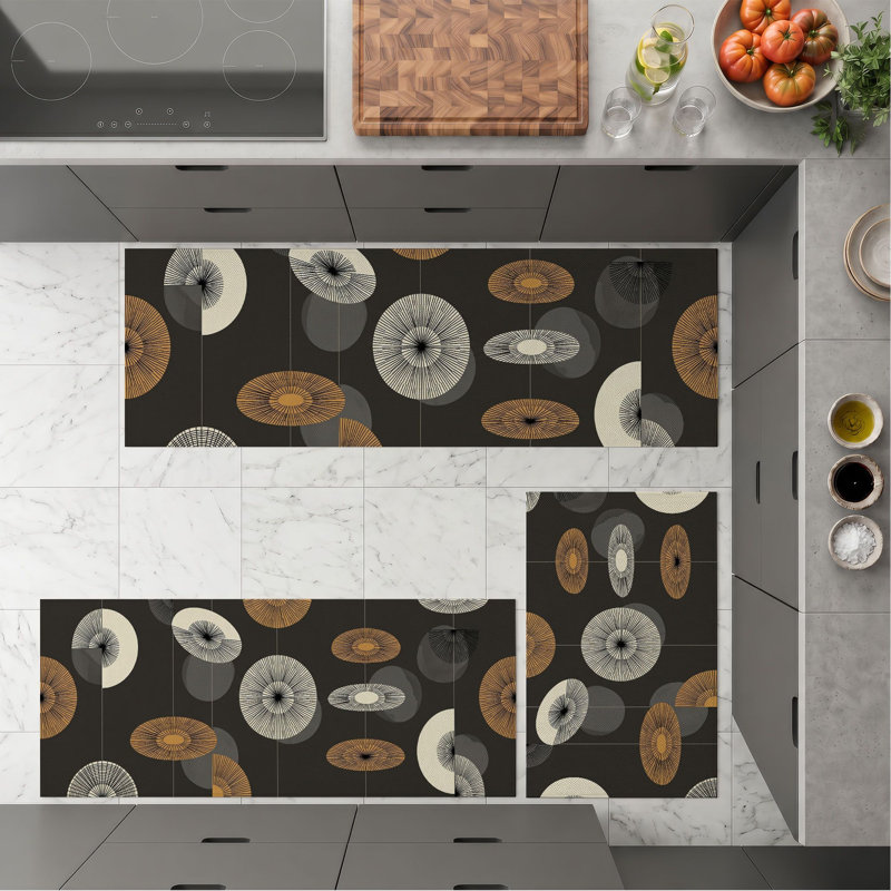 Tapis de cuisine lavables antidérapants à cercles abstraits