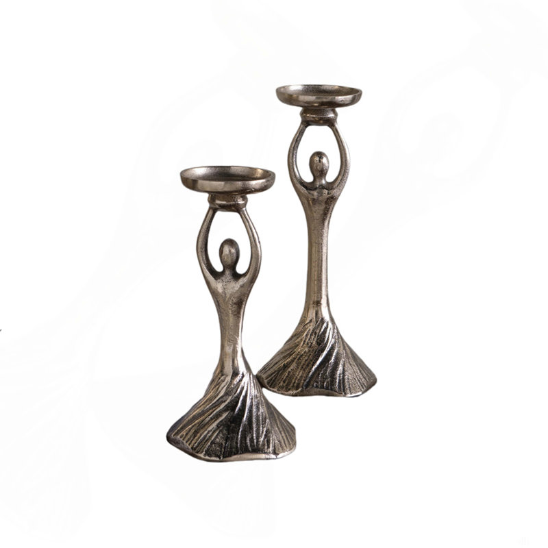 Porte-pilier en aluminium doré D4.5 avec motif abstrait de dame
