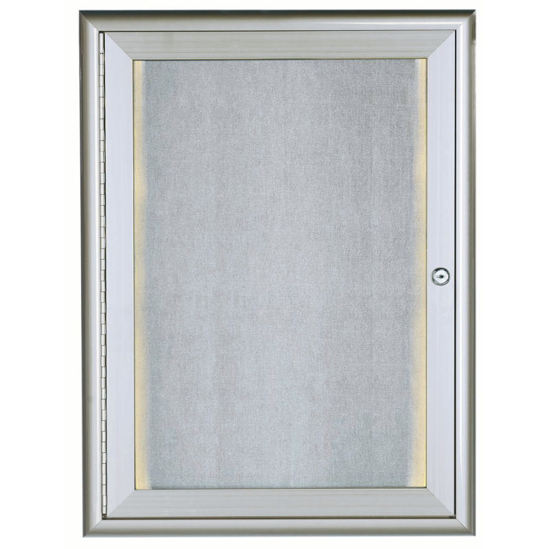 Tableau d’affichage mural fermé à lumière del, H 2 pi x l 1 pi 6 po, Argent