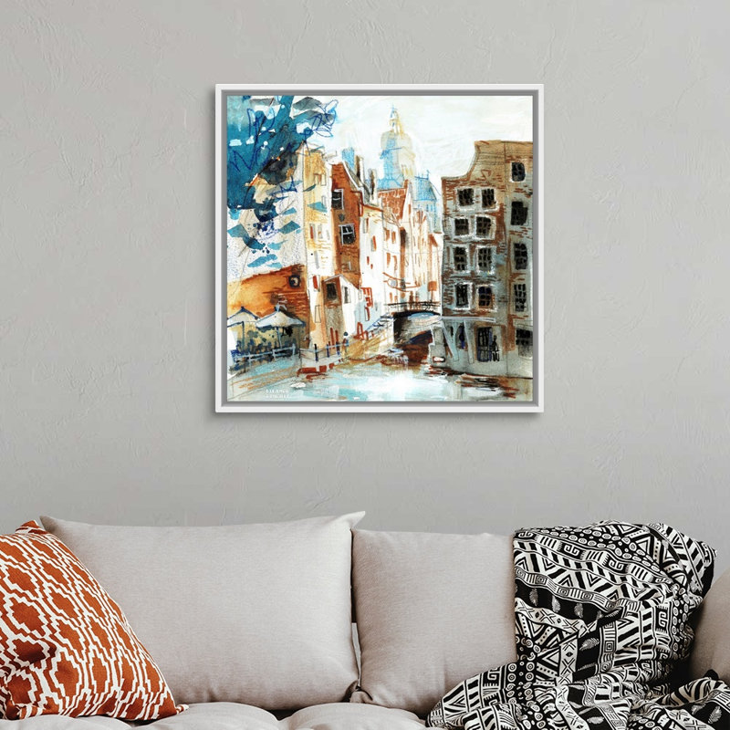 Amsterdam-Armbrug par Eleanor Doughty-reproduction d’art sur toile, H 32 po x l 32 po x P 1,75 po, Cadre blanc
