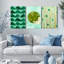 Art mural tropical tropical sur toile tendue à motif abstrait, style bohème moderne (ensemble de 3)-1453820662
