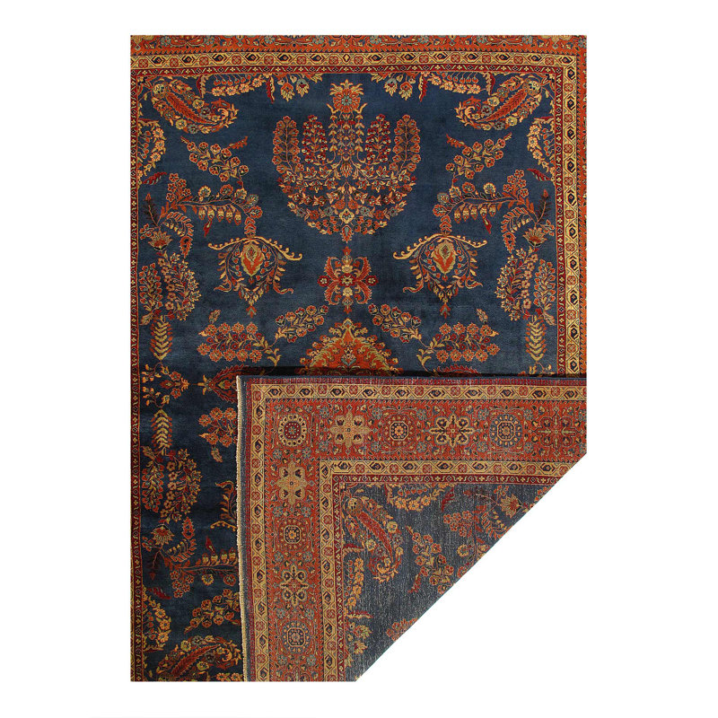 Navy Blue Fine Hand Knotted Persian sarouk Design 9'X 12'