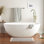 Robinet de baignoire autoportant monocommande à fixation au sol avec douche à main en noir