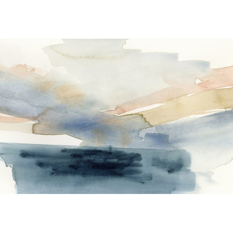 Watercolour Swathe II - Painting on Canvas, 51cm H x 76cm W, Black Floater Framed