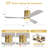 52"Smart Flush Mount 3-Blade Solid Wood Ceiling Fan With Light and Remote/App/Voice Control（Gold&Light Grey）-1111509874