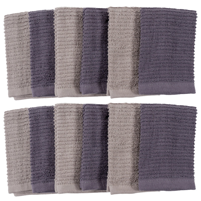 Torchon de cuisine à vaisselle - Basics by Wayfair ™, Gray/Dark Gray, 12