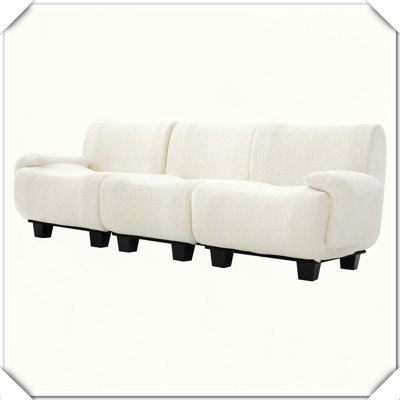 Modern 3-Seater Sofa With Curved Armrests For Living Spaces
