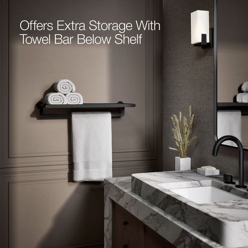 Hotelier Wall Mounted Towel Rack, Matte Black