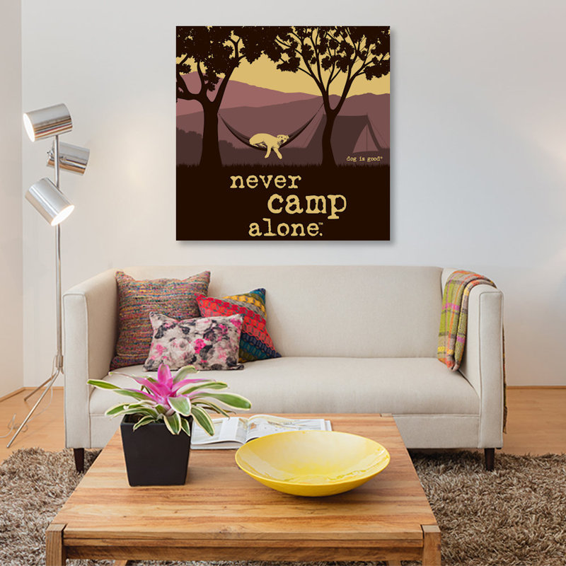 «Never Camp Alone II», impression sur toile, H 37 po x l 37 po x P 1,5 po, Pas de tapis, Toile tendue