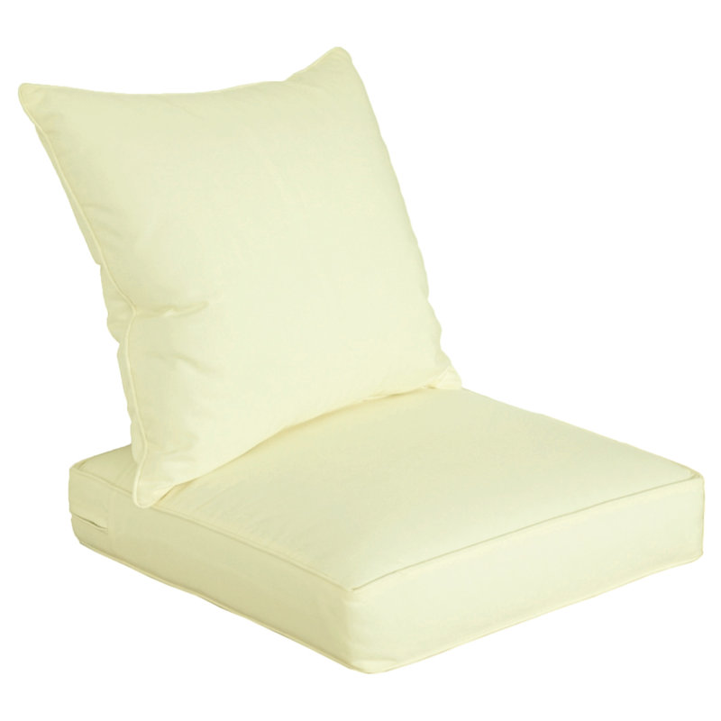 Outdoor/Indoor Chair Cushion Set, Deep Seat Patio Furniture Replacement Cushions, Creamy White