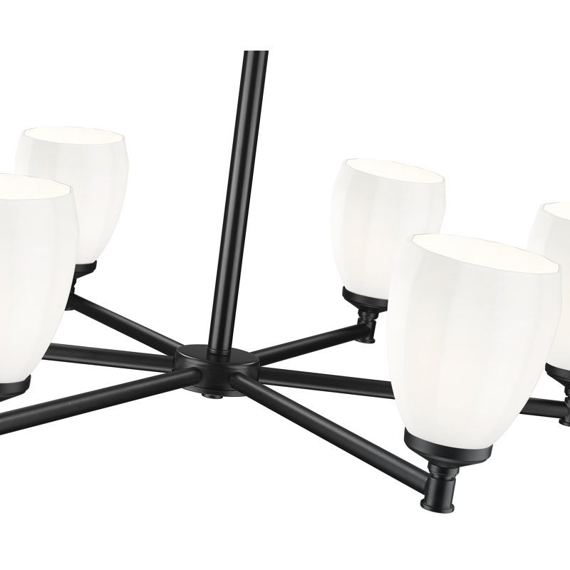 Lustre moderne Mattera, Six lumières, Noir mat, H 18,25 po x l 32 po x P 32 po