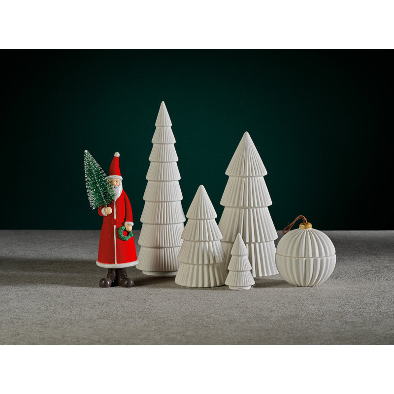 Set of 2 Glazed Tree Sculpture, White, 12" H x 4" W x 4" D