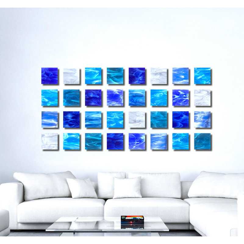 Water Handmade Modern Abstract Wall Decor on Glass