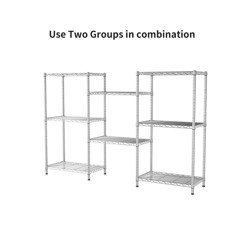 Tablettes de rangement réglables, Argent argent, H 47,2 po x l 23,2 po x P 13,4 po