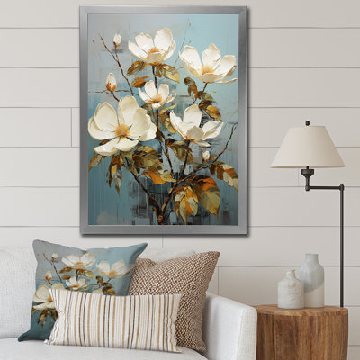 White Green Magnolias Southern Charm Patchwork " White Green Magnolias Southern Charm Patchwork "
