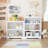 39.4"3-Tier Farmhouse Bookcase with Adjustable Shelves, Open Display Storage Bookshelf for Home Office, Living Room, Study or Balcony-457048595-457048596