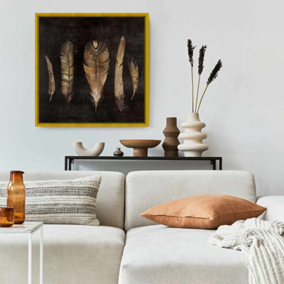 Ensemble de plumes brunes | Décoration de chambre à coucher encadrée