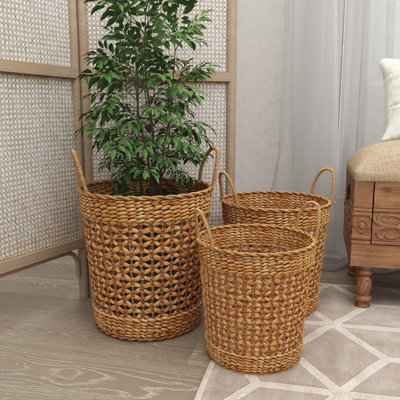 Seagrass Handmade Woven Decorative and Functional Storage Basket with Handles