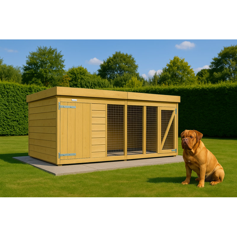 Dog Kennel and Run, 127cm H x 417cm W x 185cm D