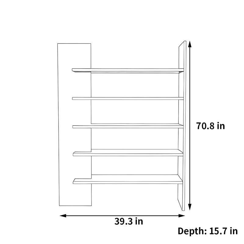 Bibliothèque durable et tendance, (5 tablettes) H 70,8 po x l 39,3 po x P 15,7 po, Marron foncé
