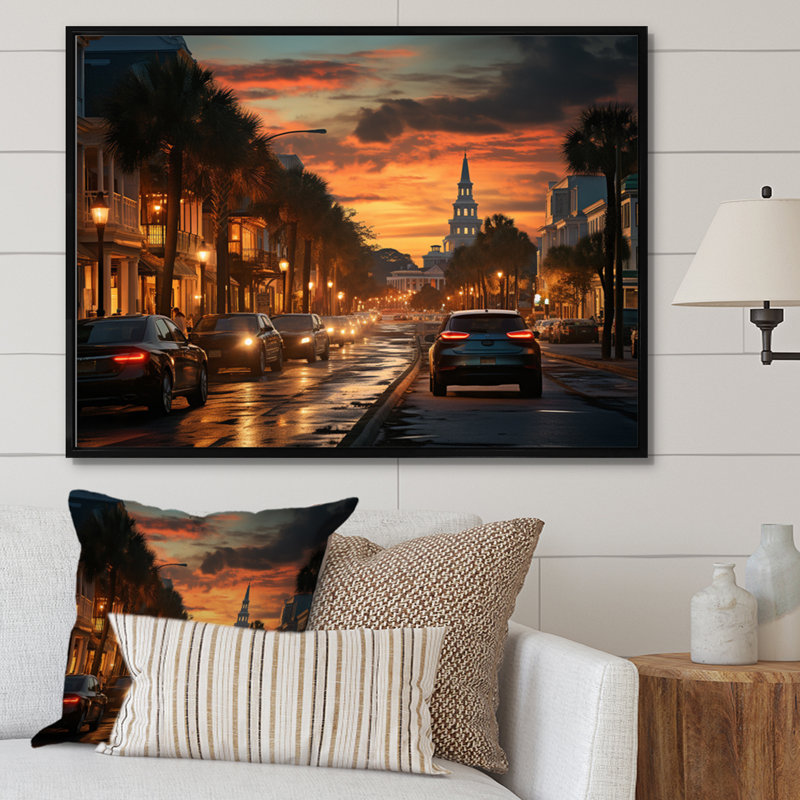 Charleston Beautiful Cityscape III, reproduction d'art sur toile, L 40 po x H 30 po, Cadre flottant noir