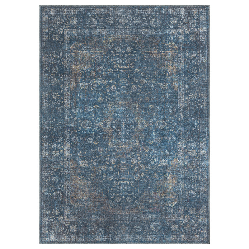 Kensington Washable Navy Area Rug, Rectangle 9'2" x 12'6"
