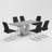 71" Dining Table Set, Modern Tempered Glass Top With PU Leather Chairs-116376072-116376076