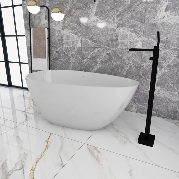 55'' x 28.35'' Freestanding Soaking Acrylic Bathtub
