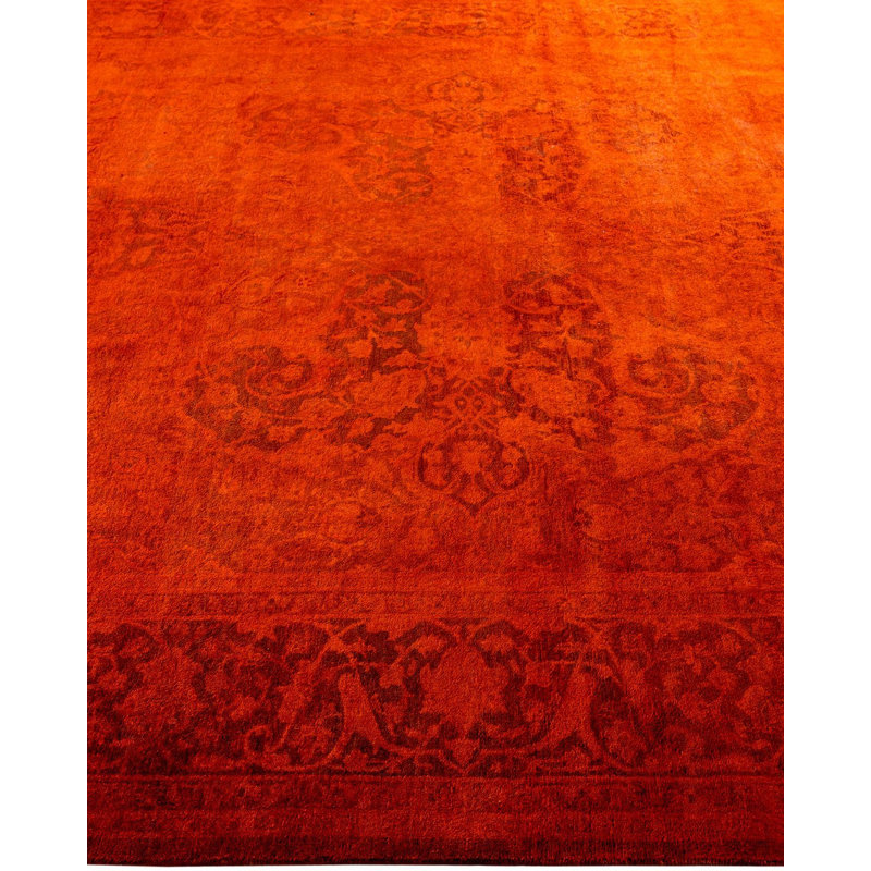 Tapis unique noué à la main Fine Vibrance - orange, 6 pi 3 po x 9 pi 7 po