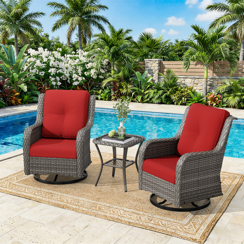 Outdoor Deep Seat Cushion Set - Fade-Resistant Olefin Fabric, 6 Colors to Choose From, Red