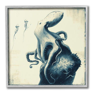 Pieuvre rétro et méduse, art giclée vintage par Vlad Mel