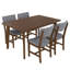 Ensemble de salle à manger 5 pièces Rustic - 1 table en bois massif + 4 chaises rembourrées-2084209274