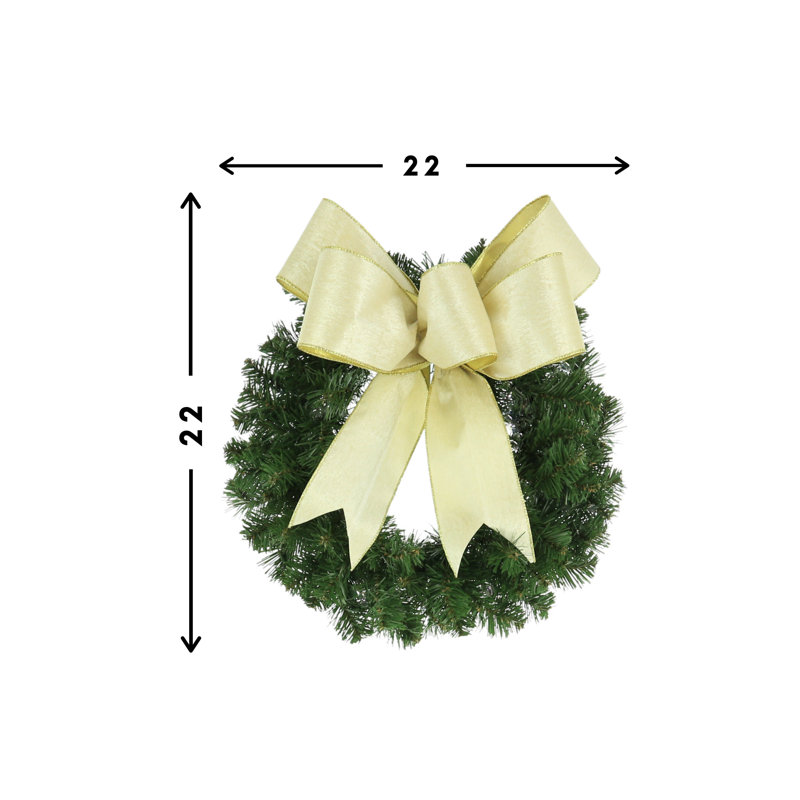 22" Evergreen Wreath With A Large Velvet Bow