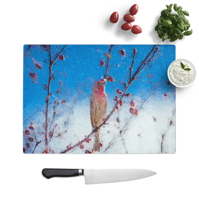 Glass House Finch Bird Chopping Board